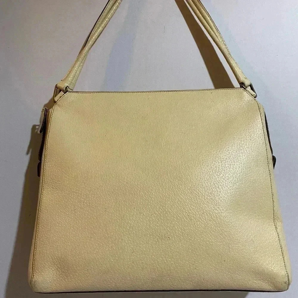 Prada  vintage beige cream leather handle handbag